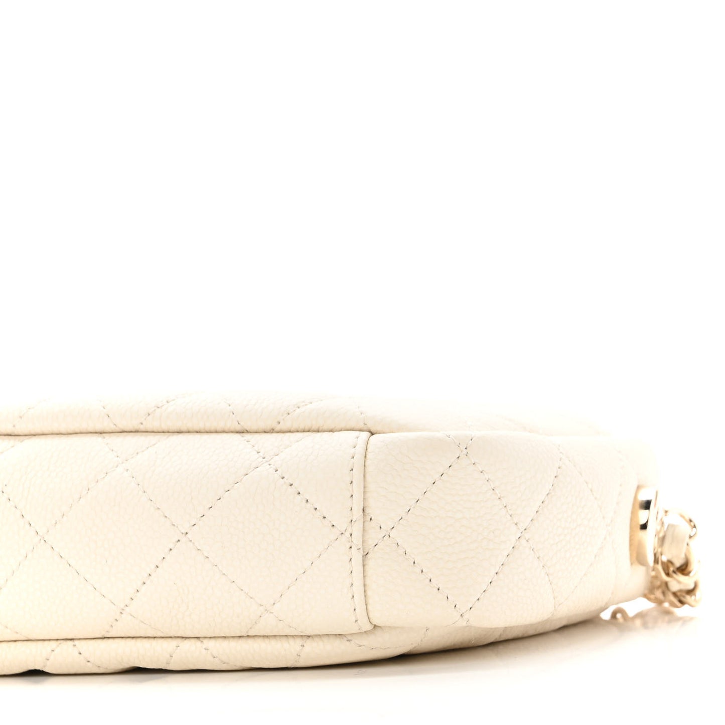 Caviar Flat Quilted Small Coco Tassel Camera Case White