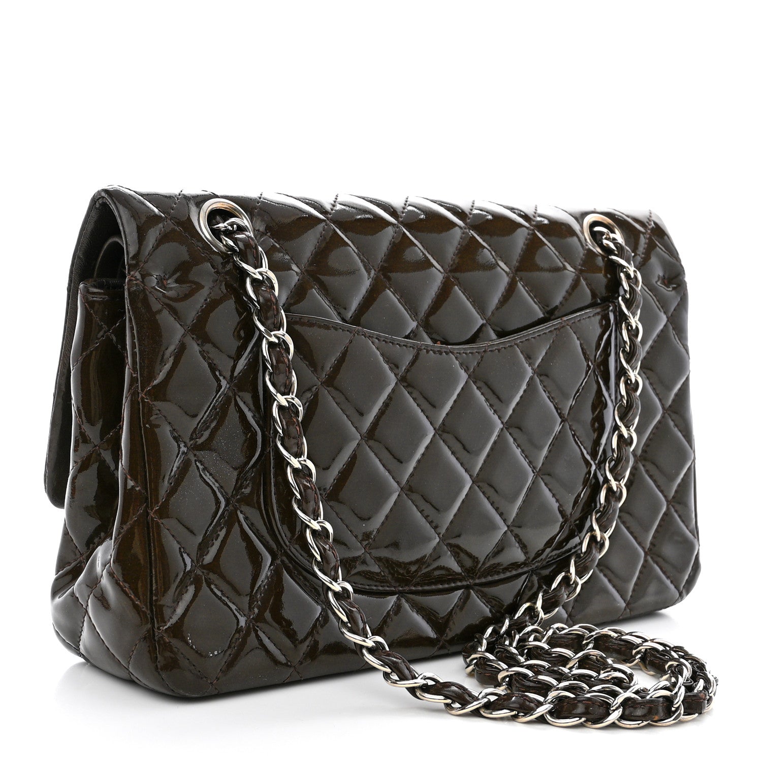 Chanel Patent Quilted Medium Double Flap Brown 3 of 16