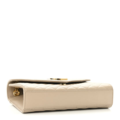 Saint Laurent Grain De Poudre Textured Mixed Matelasse Medium Triquilt Monogram Satchel Dark Beige 4 of 9