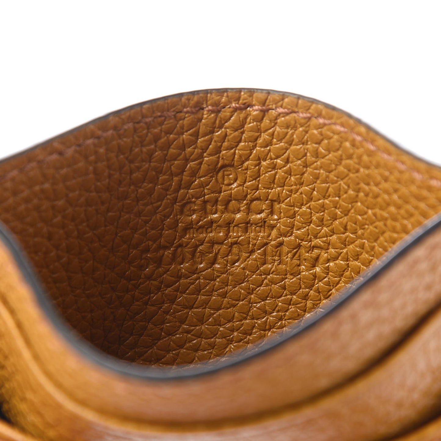 Grainy Calfskin Zumi Card Holder Sun Oil