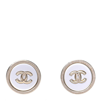 Chanel Pearl Coco Round Earrings Gold Pearly White 1 of 4