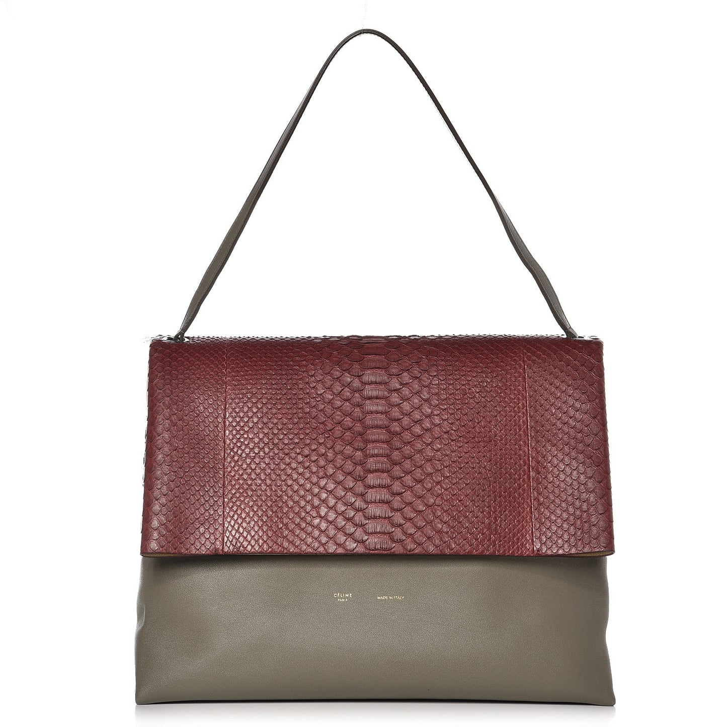 Python Calfskin All Soft Shoulder Bag Burgundy