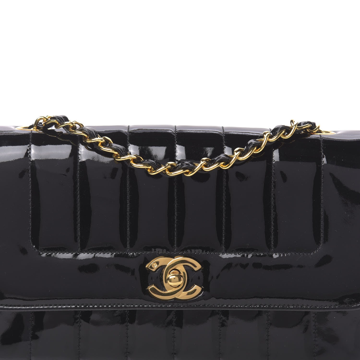 Chanel Patent Vertical Quilted Mini Rectangular Flap Black 11 of 12