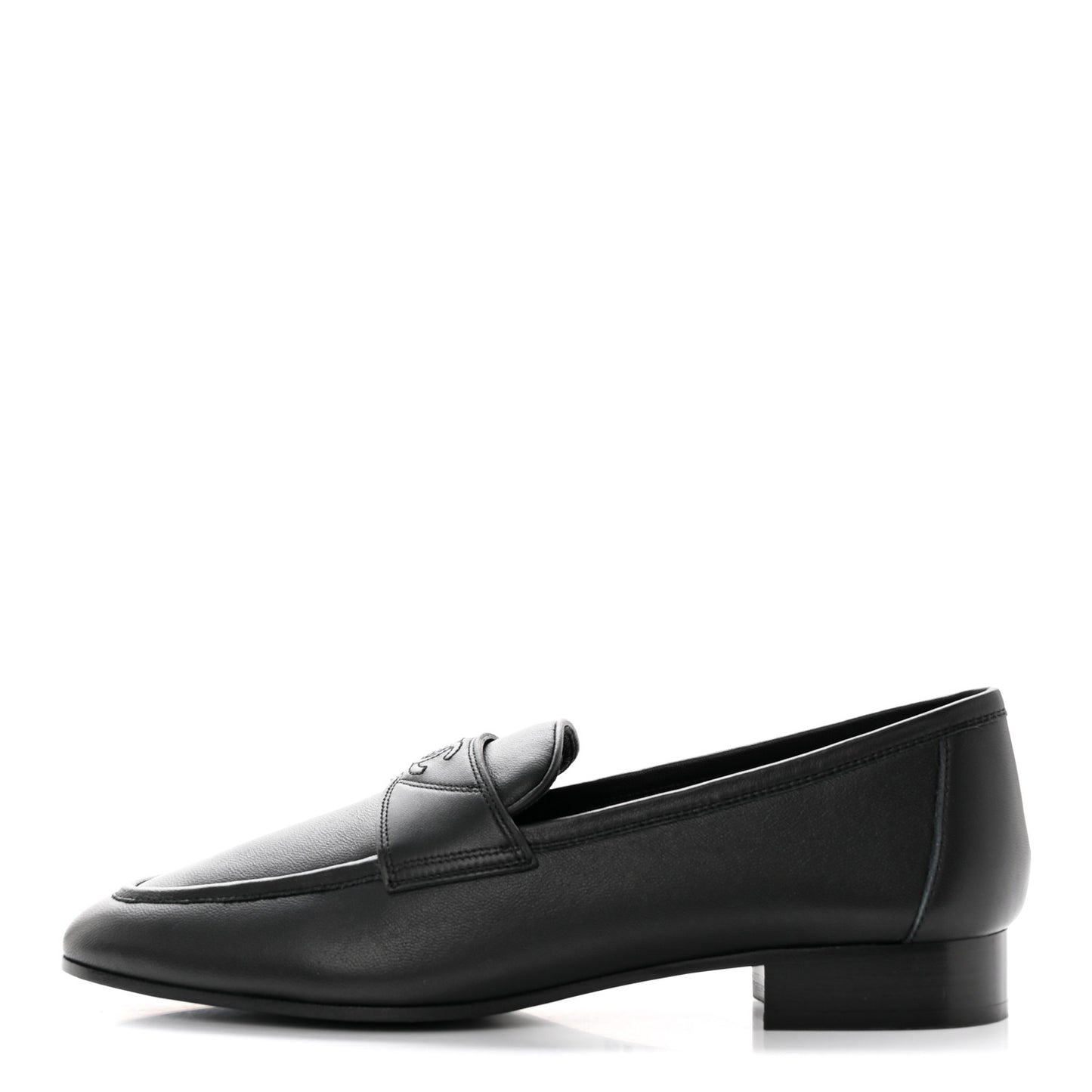 Calfskin Mens Stitched CC Loafers 40 Black