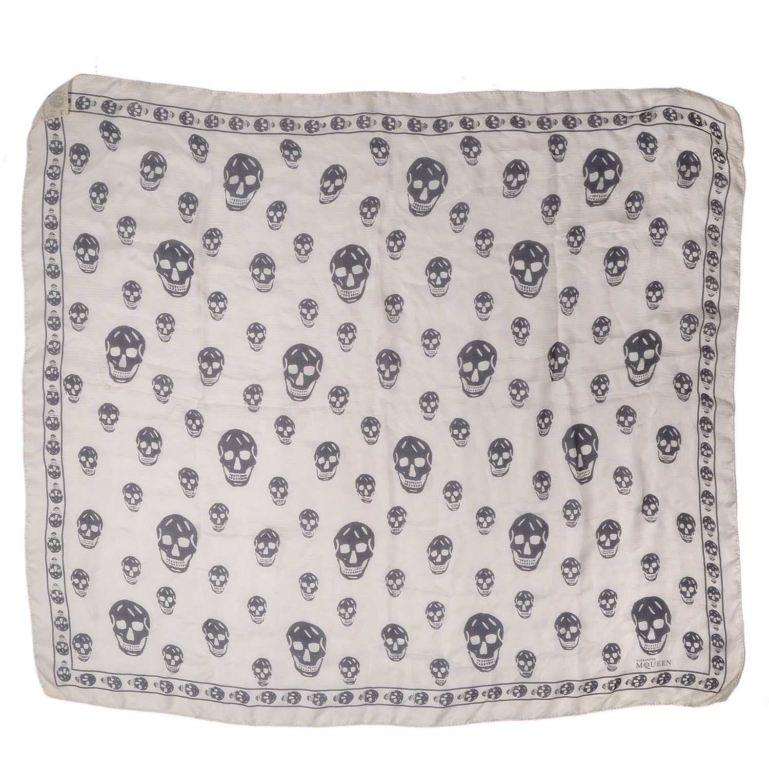 Alexander McQueen Silk Chiffon Skull Scarf Ivory Black 3 of 4