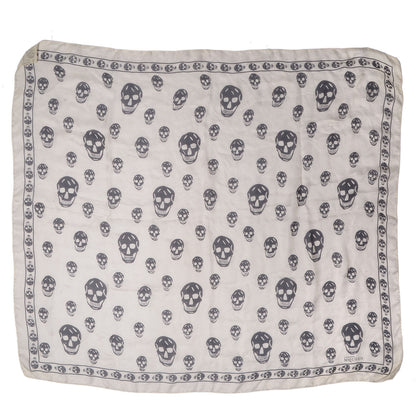 Alexander McQueen Silk Chiffon Skull Scarf Ivory Black 3 of 4