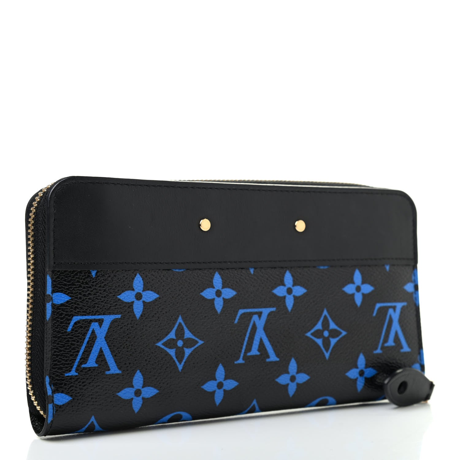 Louis Vuitton Calfskin Colored Monogram Zippy Wallet Blue Black 3 of 7