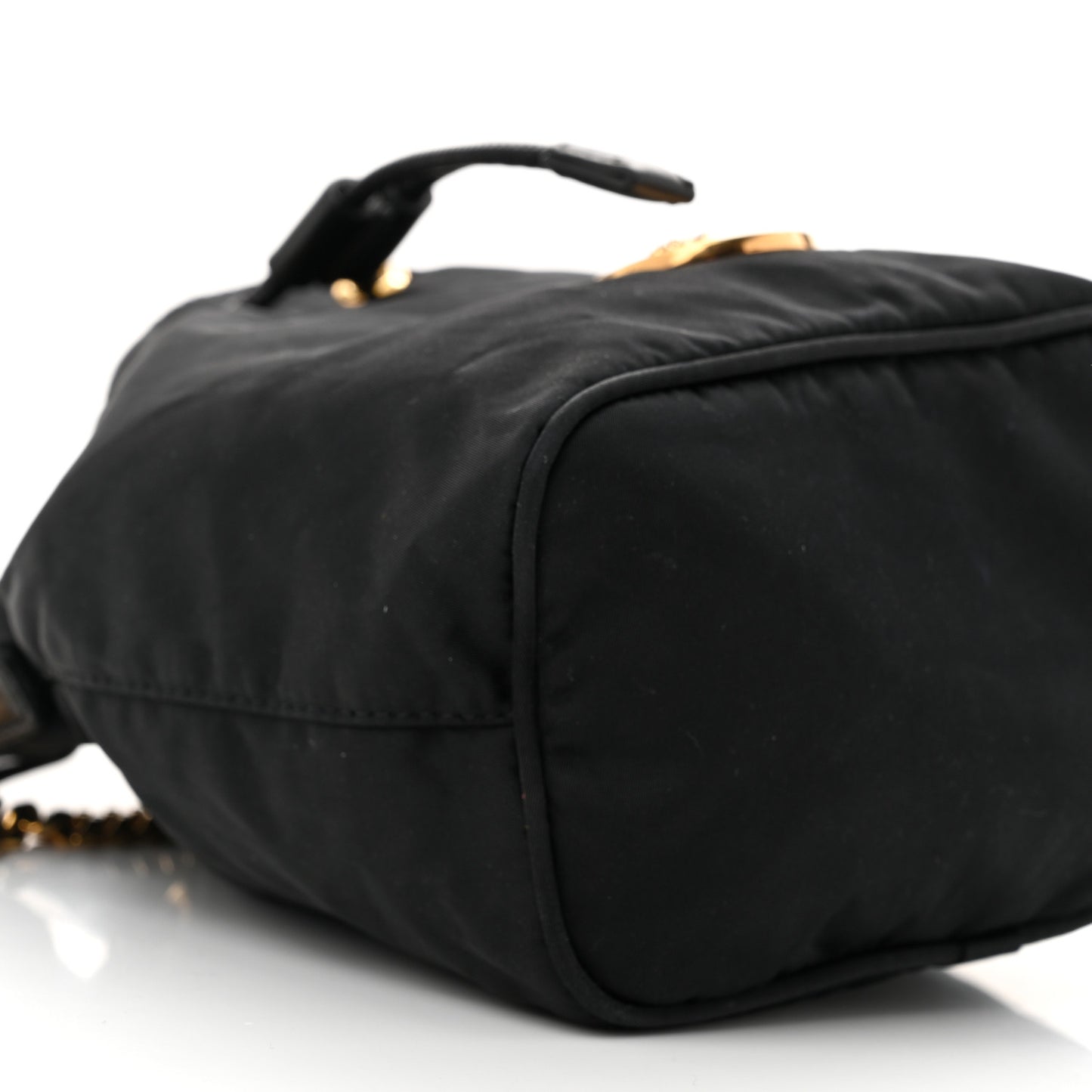 Nylon Medusa Drawstring Bucket Bag Black