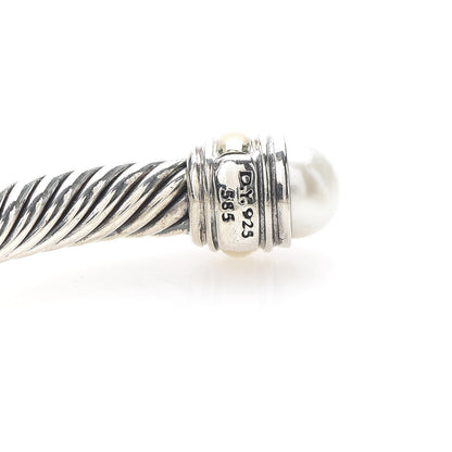 David Yurman Sterling Silver 14K Yellow Gold Pearl 5mm Cable Classics Bracelet 4 of 5