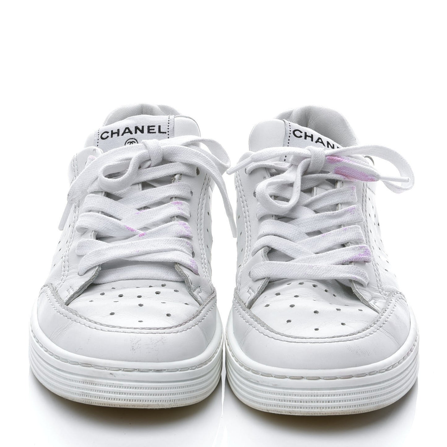 Calfskin Womens Logo Sneakers 36 White