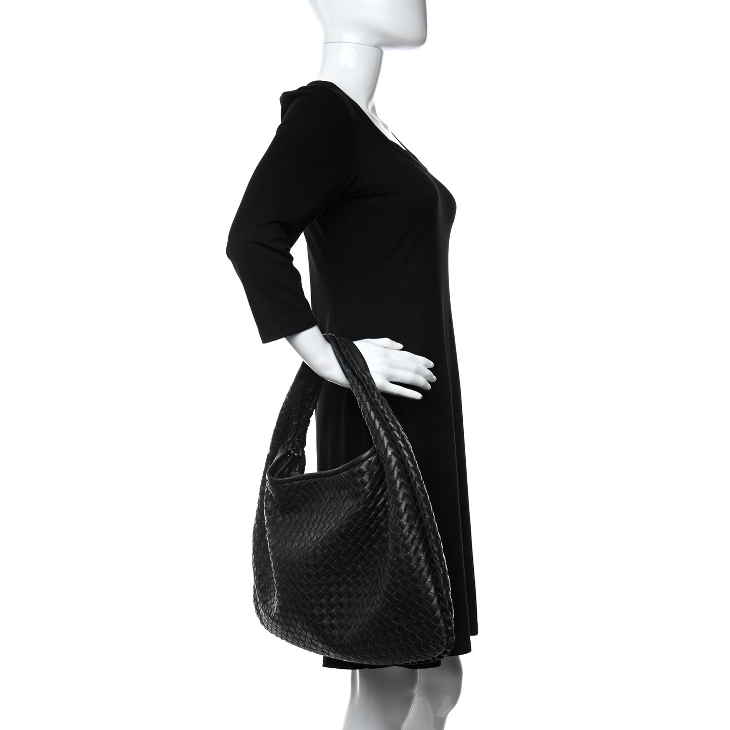 Nappa Intrecciato Large Veneta Hobo Black