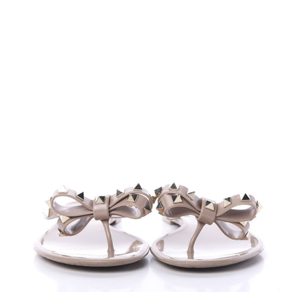 Valentino Garavani PVC Jelly Rockstud Bow Thong Sandals 41 Poudre 2 of 11