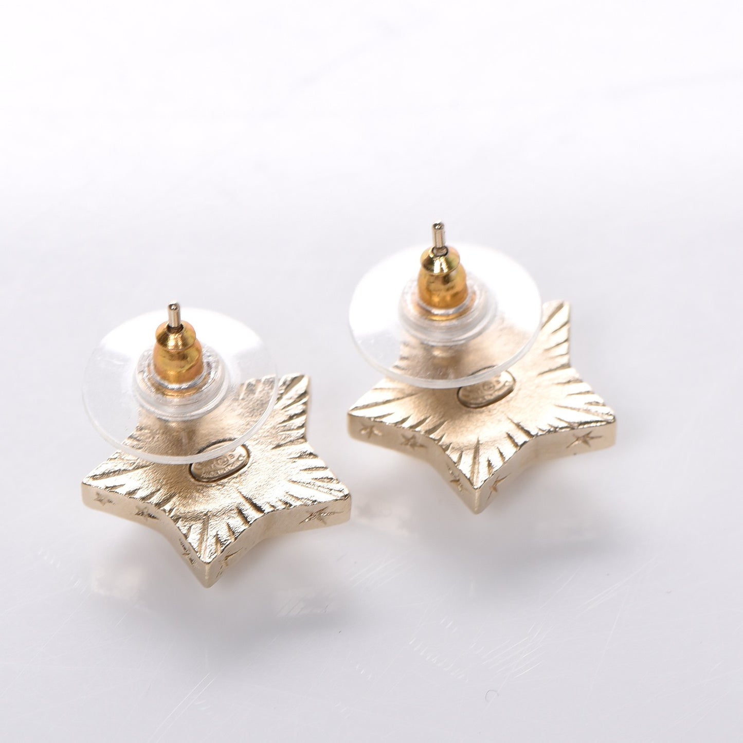 Metal Resin Star CC Earrings Silver Gold