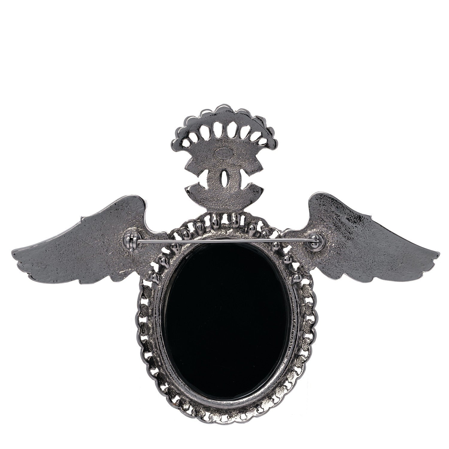 Chanel Baguette Crystal CC Wings Brooch Ruthenium Black 3 of 6
