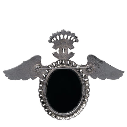 Chanel Baguette Crystal CC Wings Brooch Ruthenium Black 3 of 6