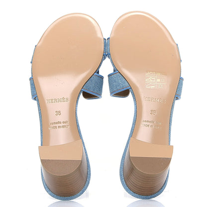 Hermes Denim Oasis Sandals 36 Bleu Clair 5 of 6