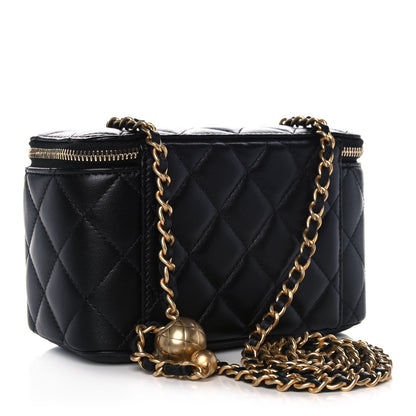 Chanel Lambskin Quilted Pearl Crush Small Vanity Case With Chain Black 3 of 14