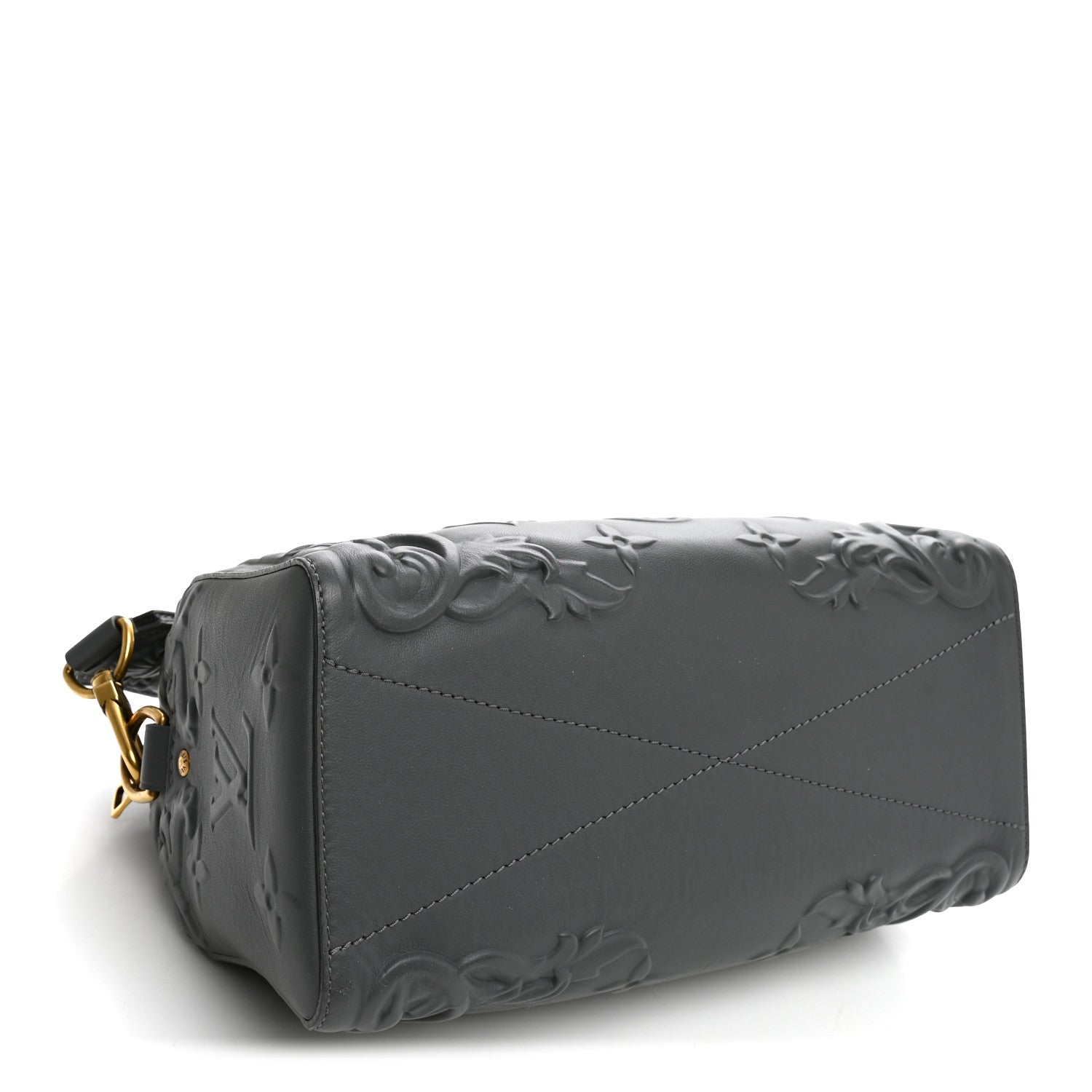 Louis Vuitton Calfskin Debossed Monogram Versailles City Keepall Dark Shadow Grey 4 of 9