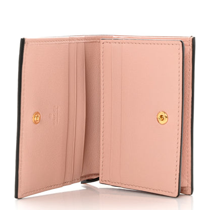 Gucci GG Supreme Monogram Vitello Eclipse Enamel Stripes GG Marmont Card Case Wallet Beige Ebony Perfect Pink 1 of 8
