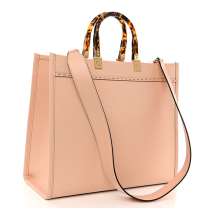 Fendi Vitello King Plexiglass Logo Embossed Medium Fendi Sunshine Shopper Tote Light Rose 3 of 10
