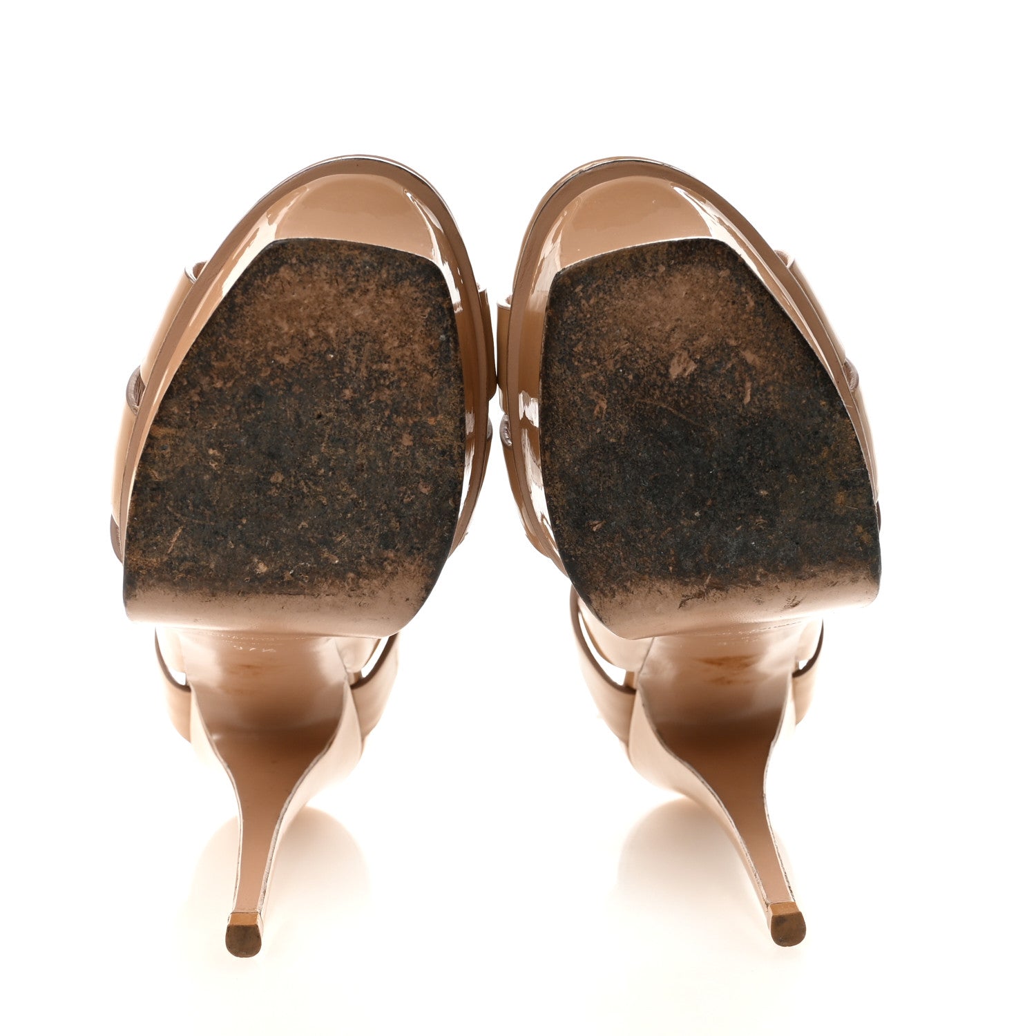 Saint Laurent Patent Tribute 105 Platform Sandals 37.5 Nude Powder 6 of 9