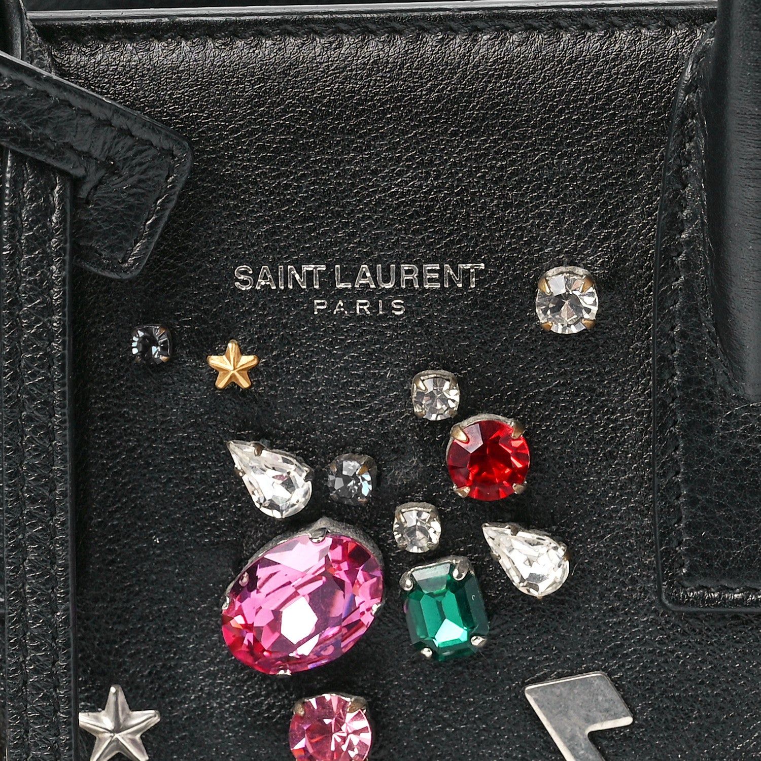 Saint Laurent Calfskin Crystal Embellished Nano Sac de Jour Black 8 of 12