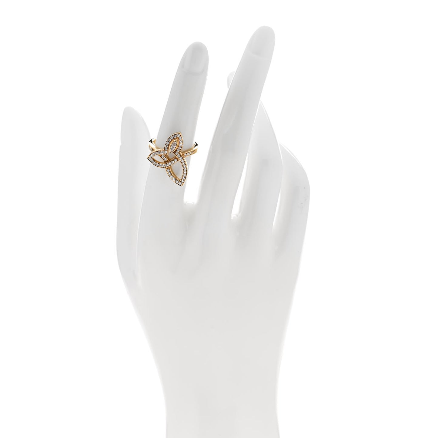 18K Yellow Gold Diamond Lily Cluster Ring 50 5.5