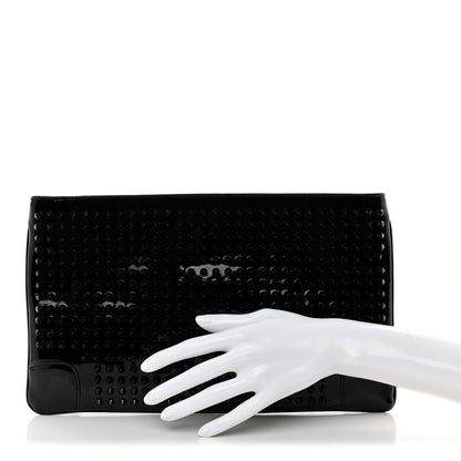 Christian Louboutin Patent Calfskin Studded Loubiposh Chain Clutch Black 2 of 7