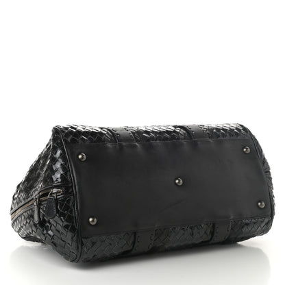 Bottega Veneta Patent Nappa Intrecciato Accordion Satchel Black 4 of 9