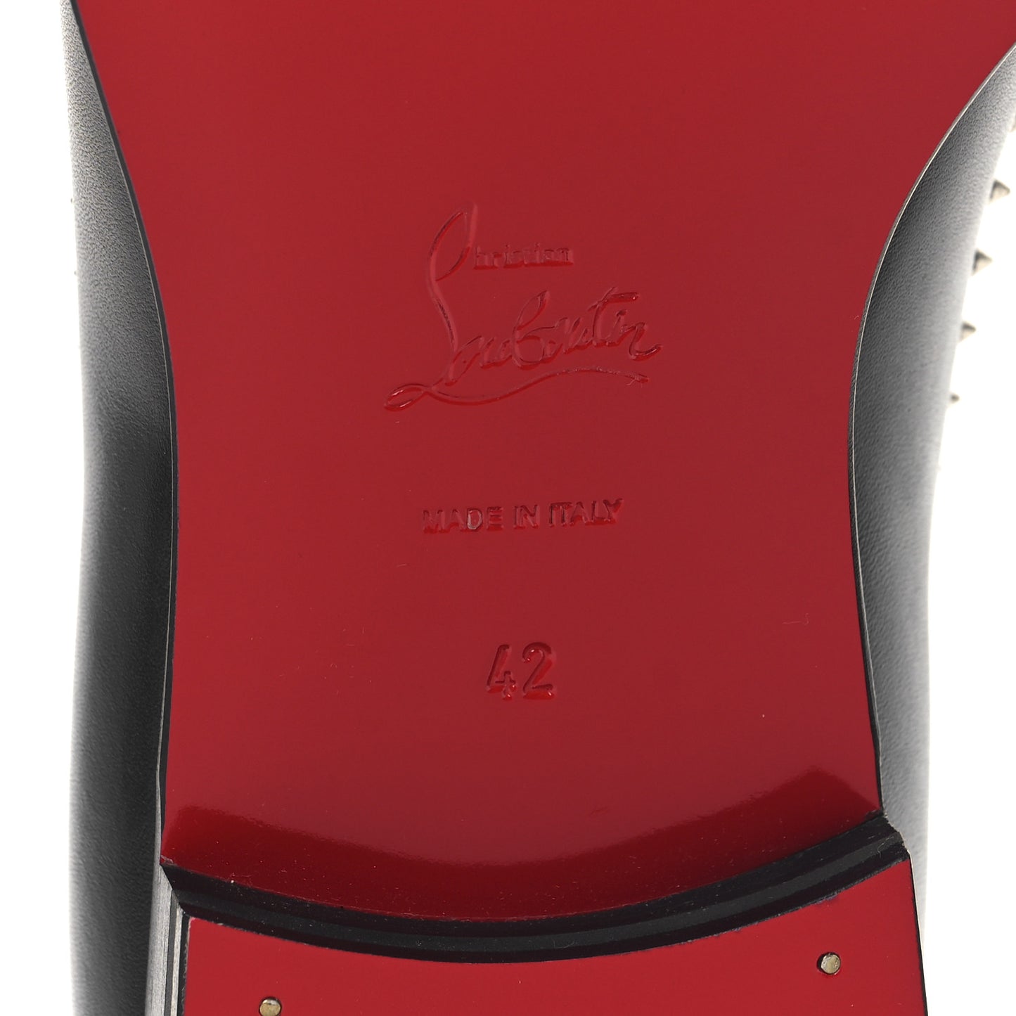 Calfskin Spike Mens Dandy Cloo Flat Loafers 43 Black Silver