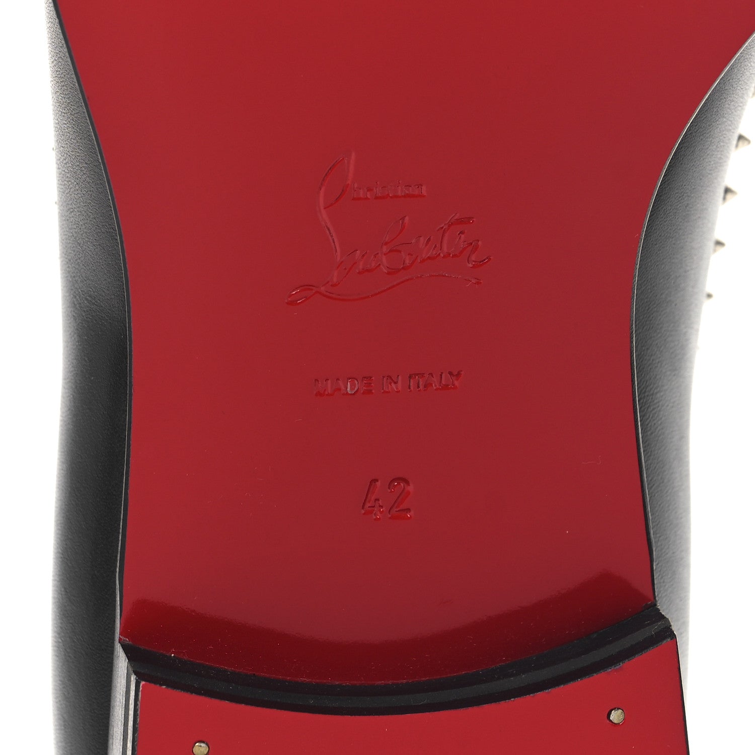 Christian Louboutin Calfskin Spike Mens Dandy Cloo Flat Loafers 43 Black Silver 7 of 8