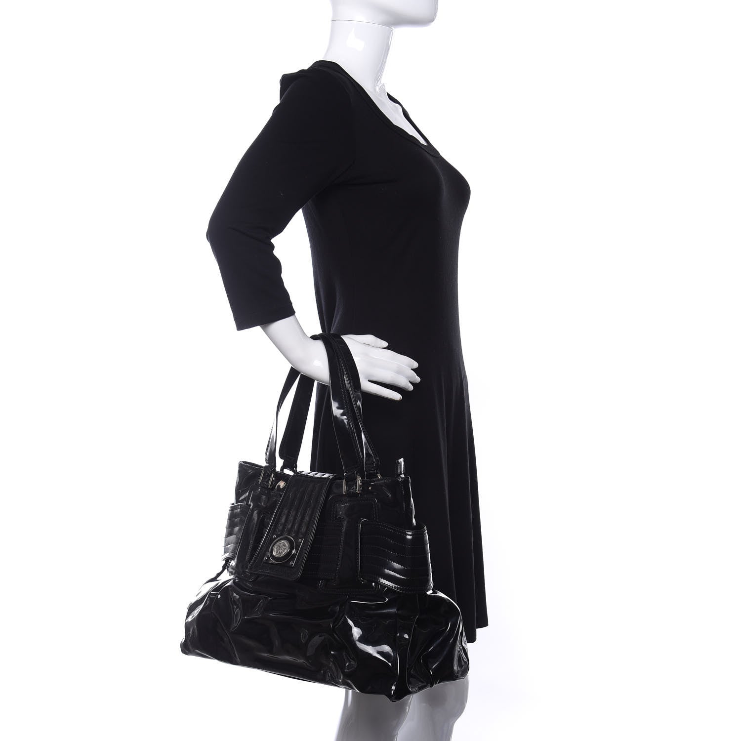 Versace Patent Medusa Tote Black 2 of 12
