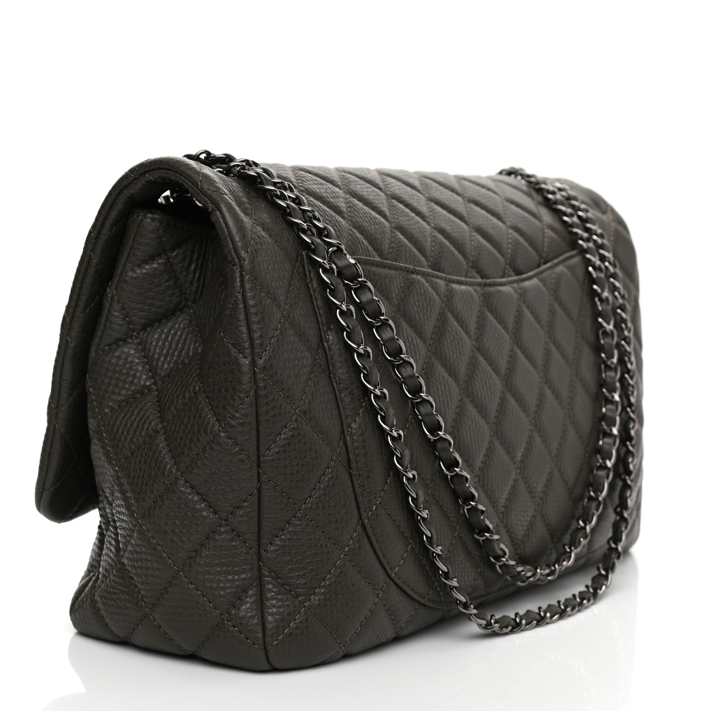Calfskin Quilted Small XXL Travel Flap Bag Grey