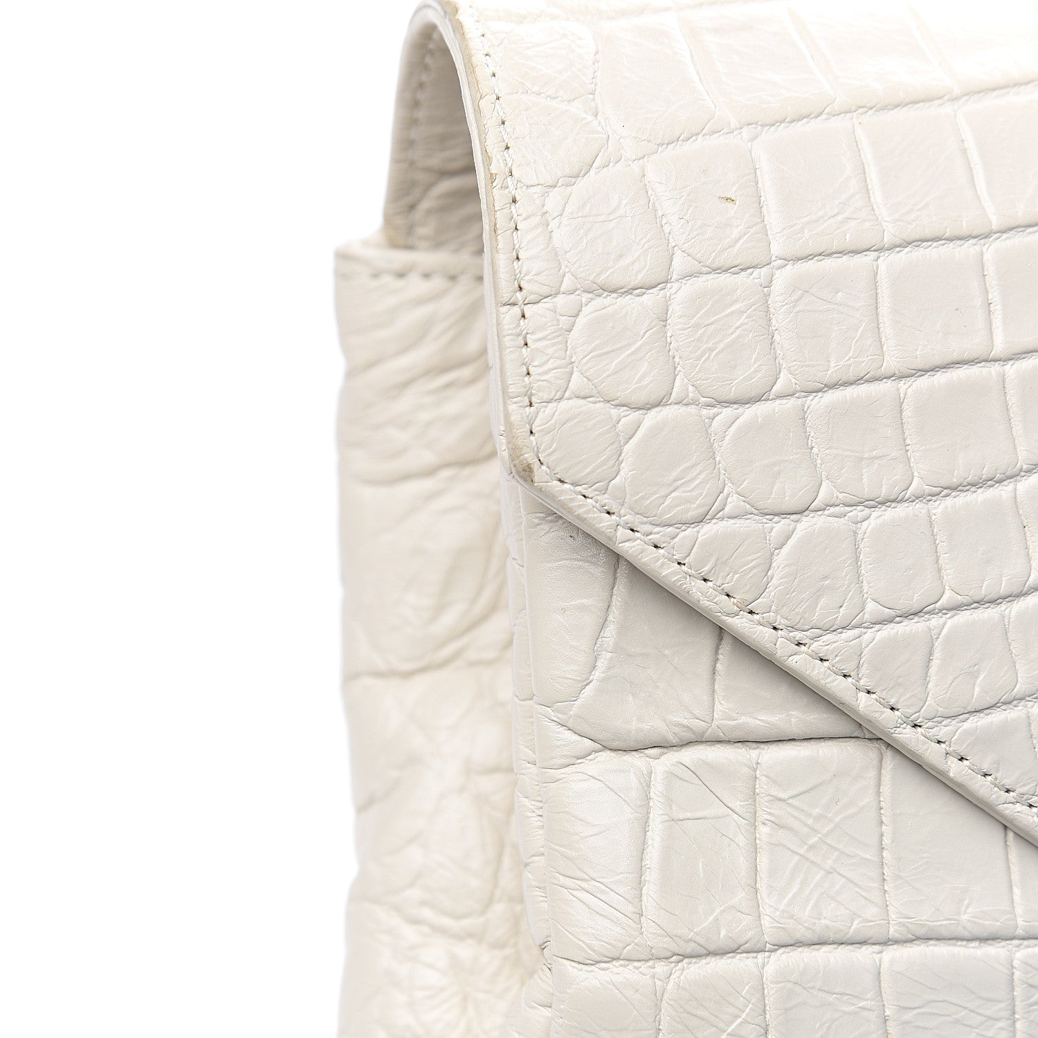 Saint Laurent Calfskin Crocodile Embossed Medium College Monogram Satchel Dove White 12 of 17
