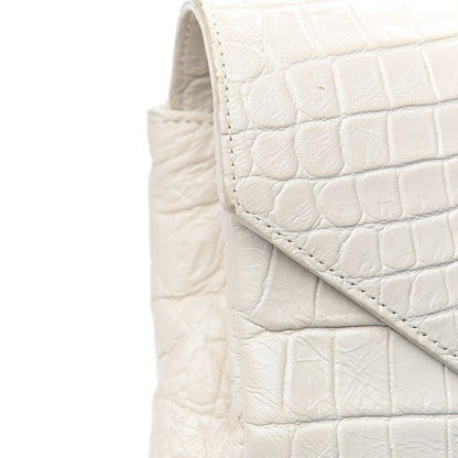 Saint Laurent Calfskin Crocodile Embossed Medium College Monogram Satchel Dove White 12 of 17