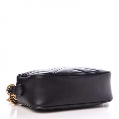 Gucci Calfskin Matelasse Mini GG Marmont Chain Shoulder Bag Black 4 of 7