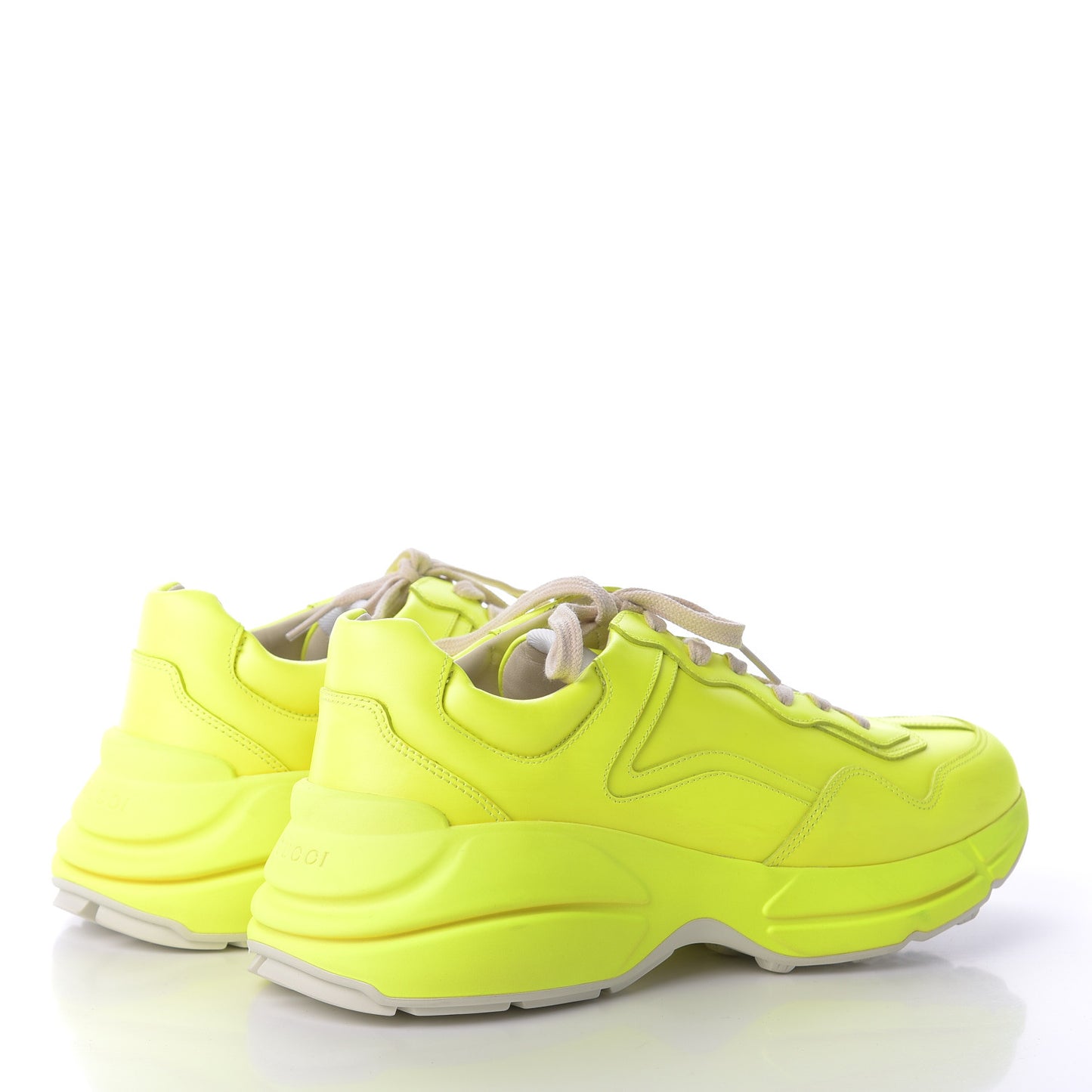 Calfskin Mens Rhyton Sneakers 10 Yellow Fluo