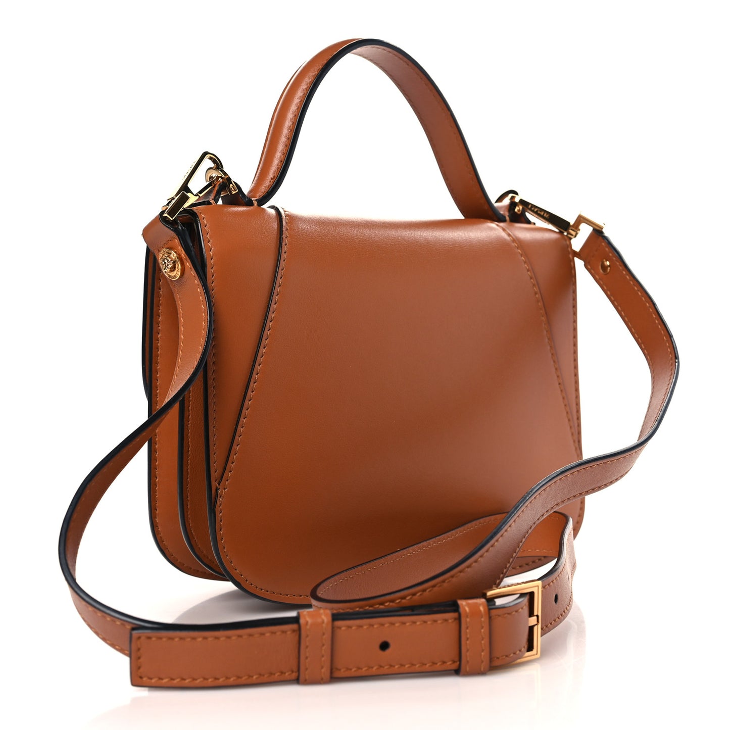 Vitello Barocco Virtus Small Top Handle Shoulder Bag Brown