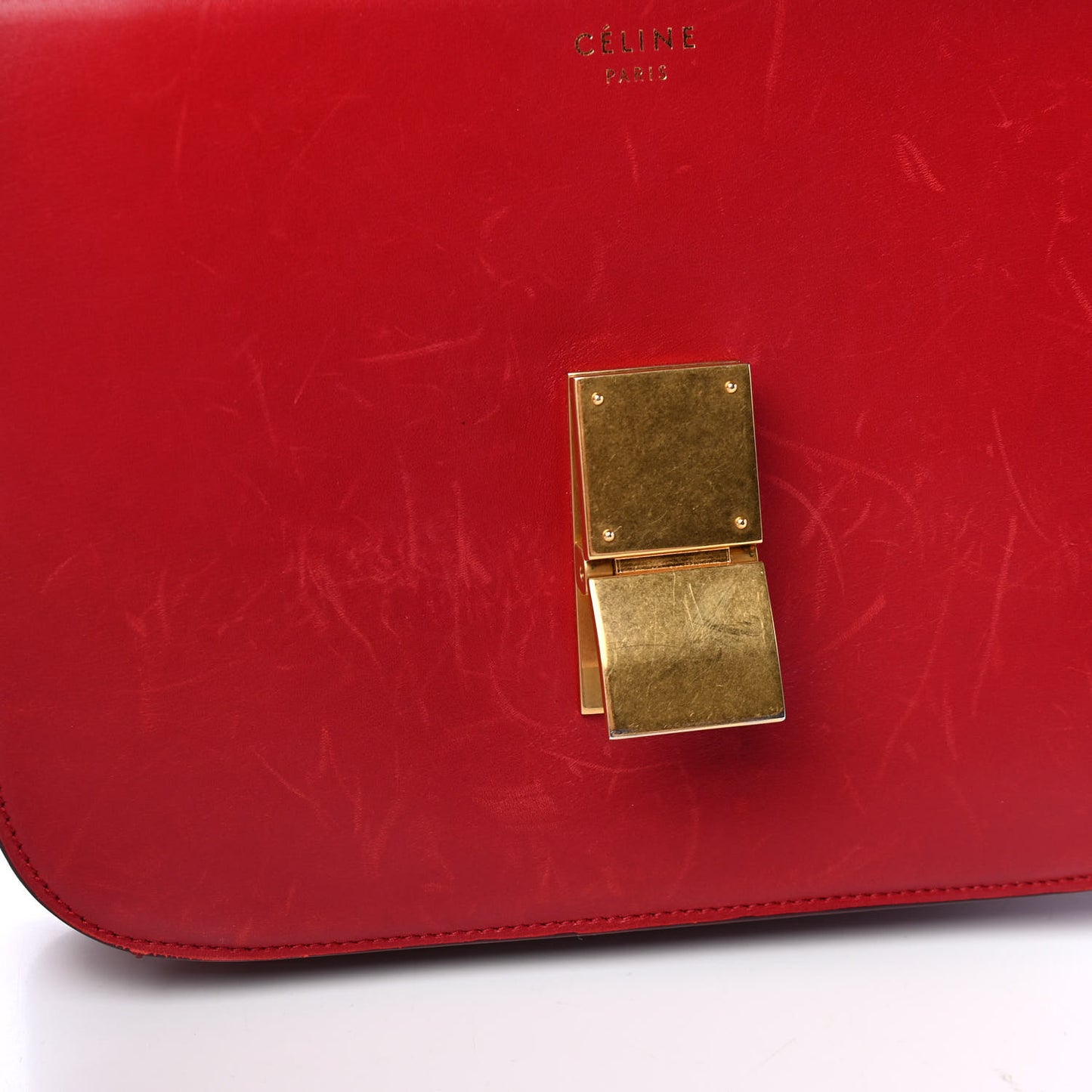 Box Calfskin Medium Classic Box Flap Bag Red
