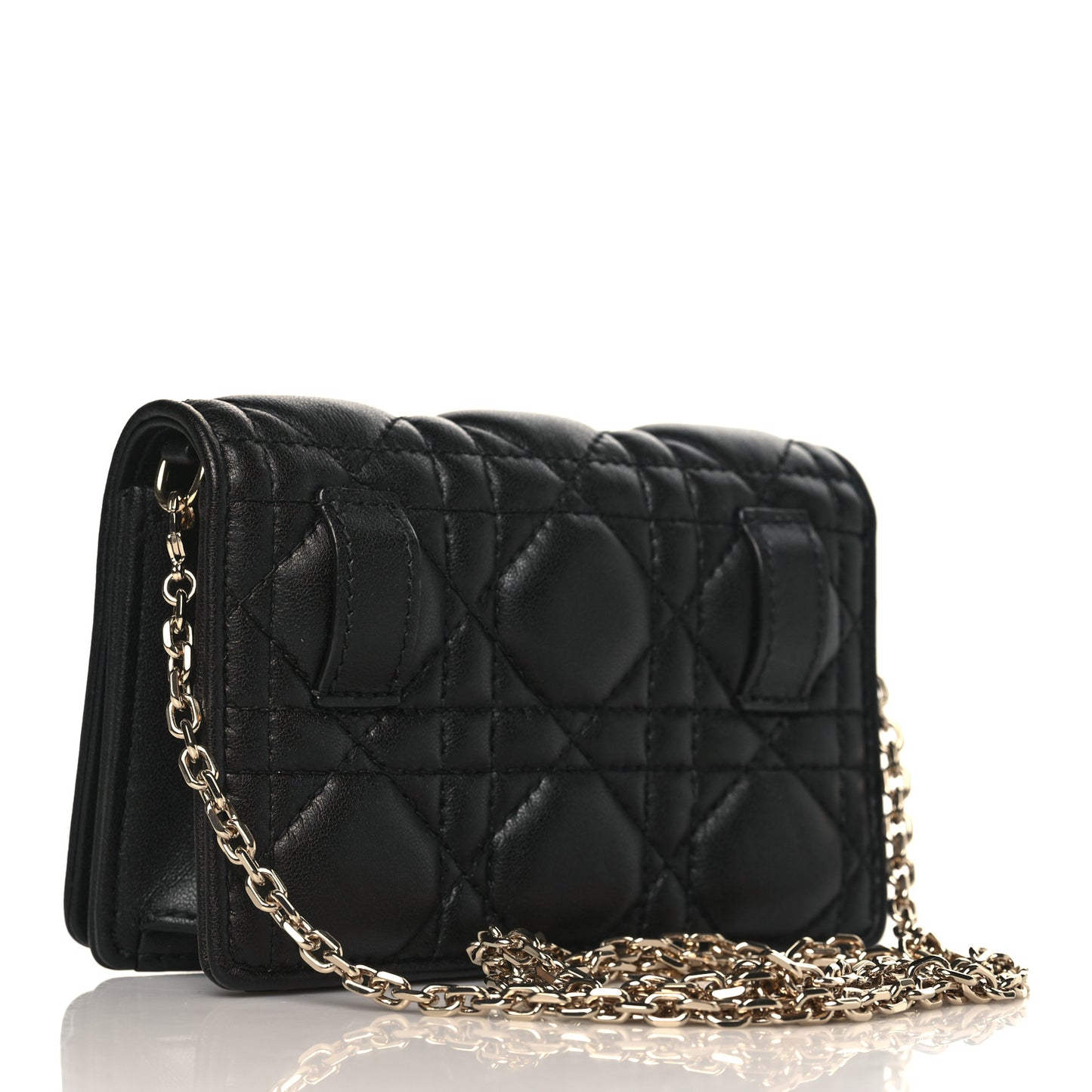 Lambskin Cannage Mini Waist Pouch on Chain Black