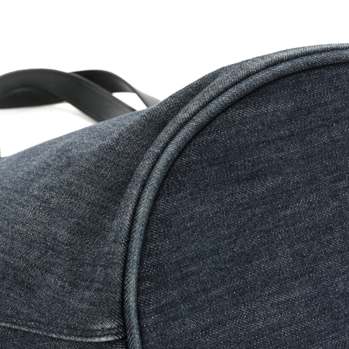 Denim Calfskin Logo Shopping Tote Blue