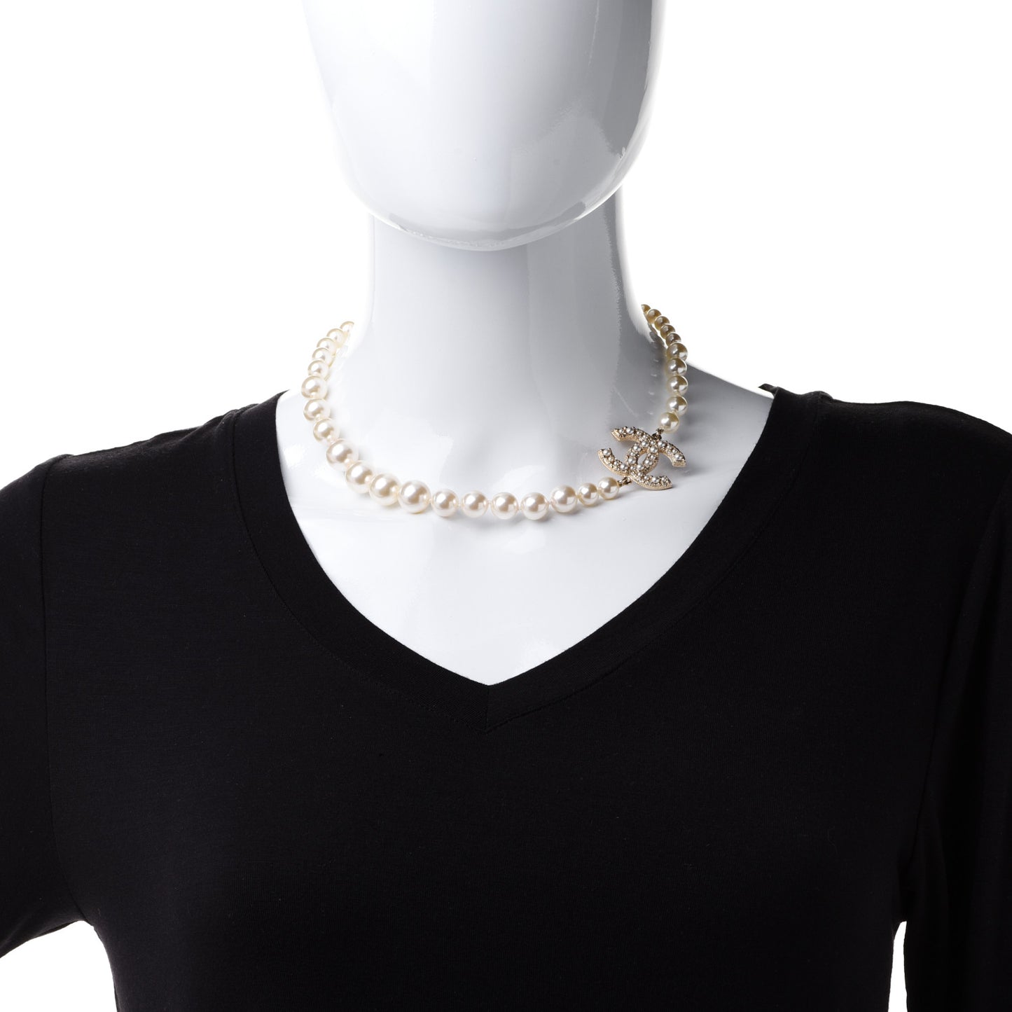 Pearl CC 100th Anniversary Necklace Light Gold