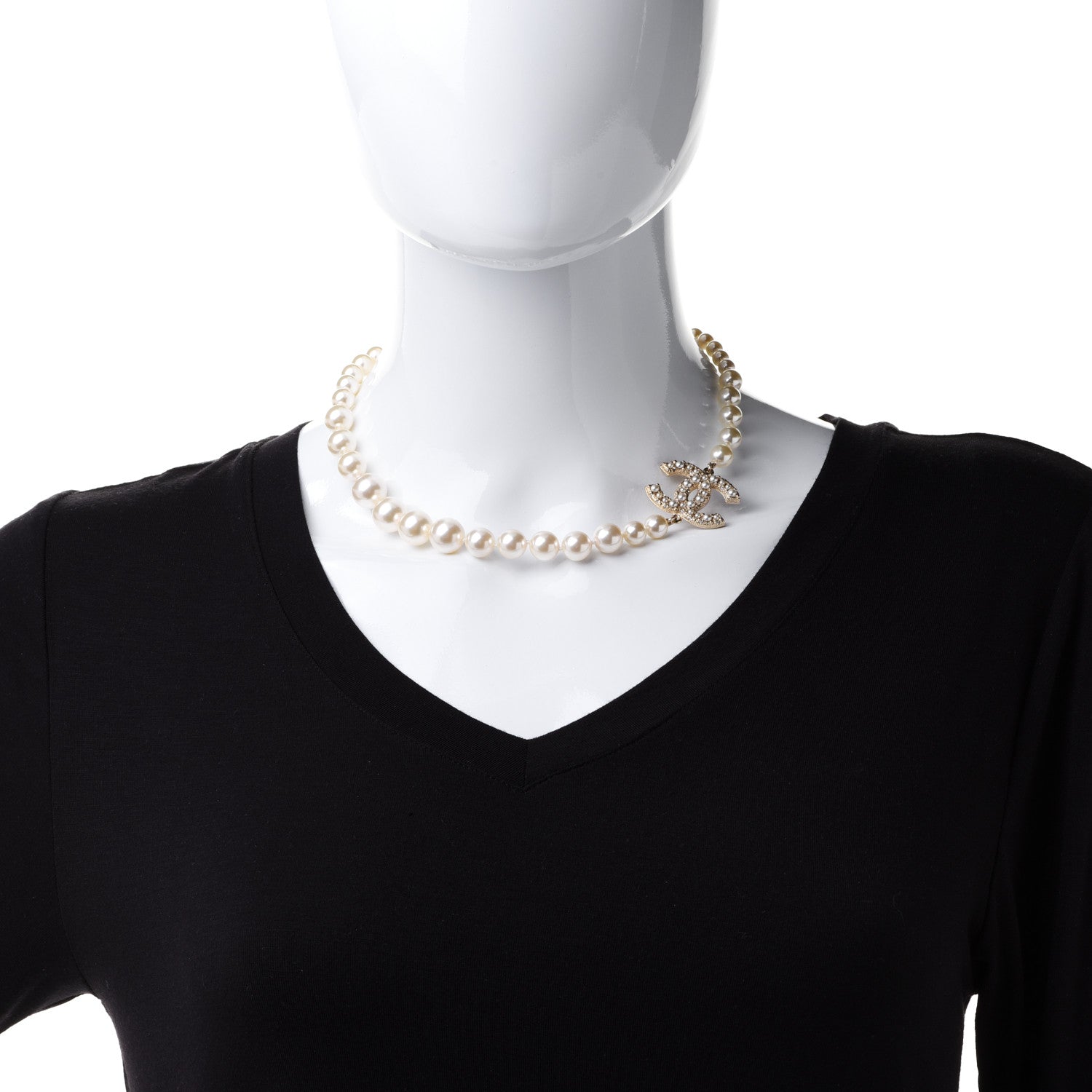 Chanel Pearl CC 100th Anniversary Necklace Light Gold 2 of 6