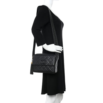 Chanel Lambskin Quilted Tassel Flap Camera Case Black 2 of 10
