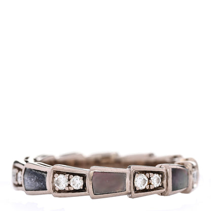 Bulgari 18K White Gold Diamond Gray Mother of Pearl Serpenti Viper Band Ring 52 6 3 of 5