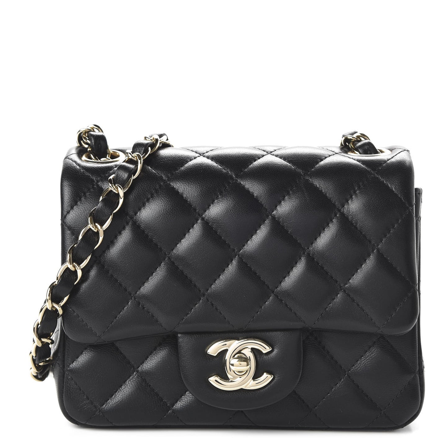Lambskin Quilted Mini Square Flap Black