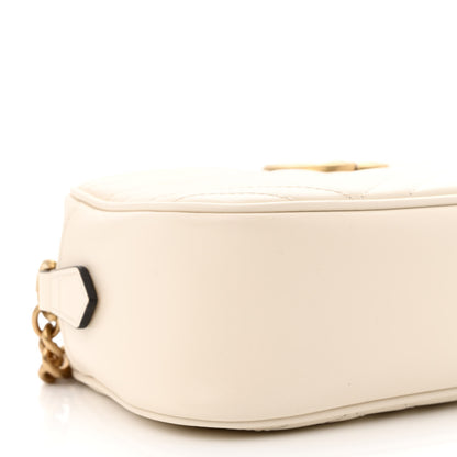 Gucci Calfskin Matelasse Small GG Marmont Chain Shoulder Bag White 9 of 10