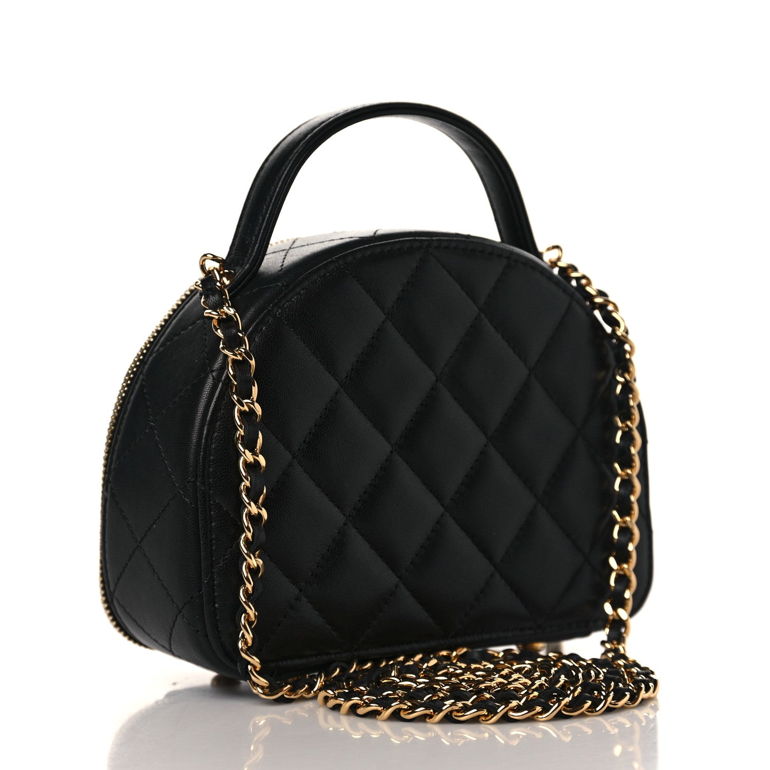 Chanel Lambskin Quilted Chic Riviera Top Handle Vanity Case Black 3 of 9