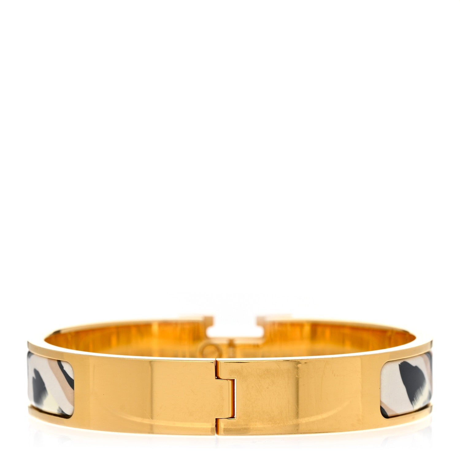 Hermes Enamel Printed Le Chat Carre Narrow Clic Clac H Bracelet PM Lumière 3 of 4
