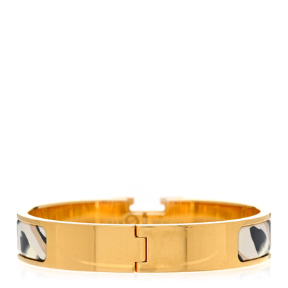 Hermes Enamel Printed Le Chat Carre Narrow Clic Clac H Bracelet PM Lumière 3 of 4